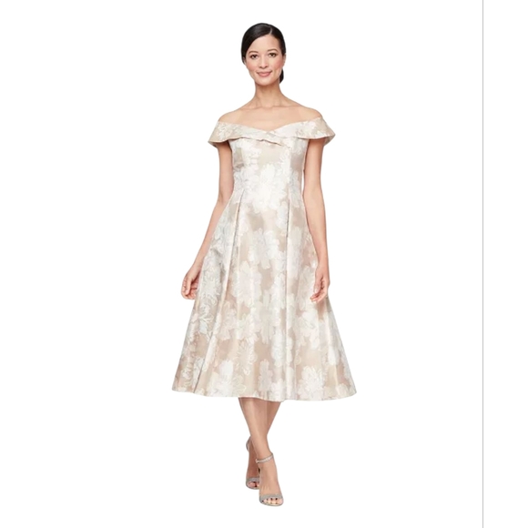 Alex Evenings Dresses & Skirts - Alex Evenings Women's Jacquard Off-The-Shoulder Dress